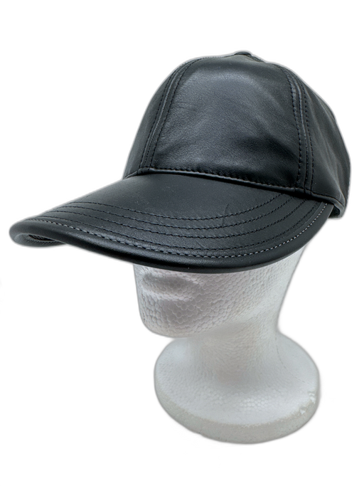 Coach Black Lamb leather Adjustable Baseball cap Hat Black / M/L
