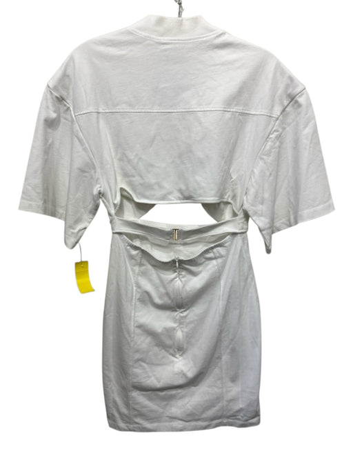 Jacquemus Size Medium White Cotton Short Sleeve Cut Out Twist Knot Dress White / Medium