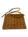 MCM Brown & Black Leather Zip Close Monogram Crossbody Clutch Bag Brown & Black / Small