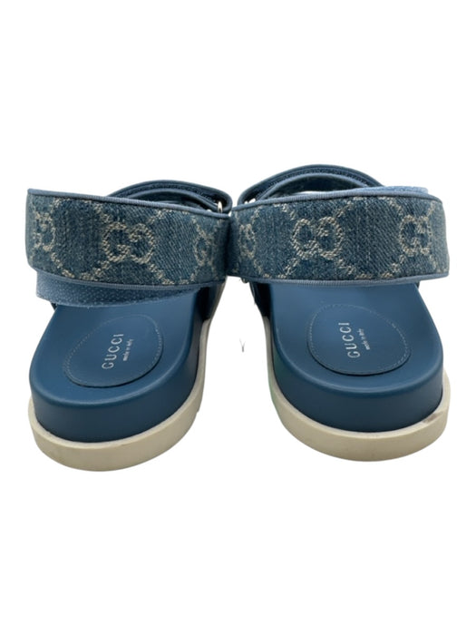 Gucci Shoe Size 38 Blue & White Textile Denim Guccissima Velcro Sandals Blue & White / 38