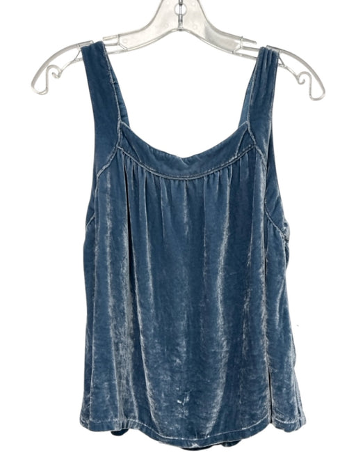 CP Shades Size XS Blue Viscose Sleeveless Velvet Square Neck Top Blue / XS
