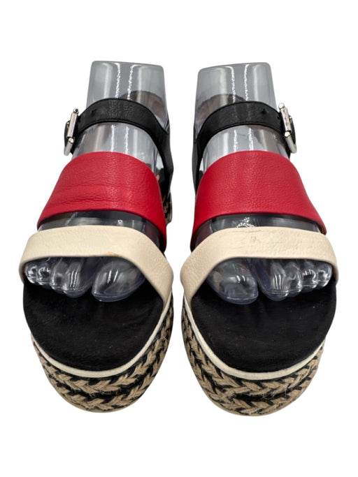 Aquatalia Shoe Size 6.5 Black & Multi Leather open toe Ankle Strap Sandals Black & Multi / 6.5