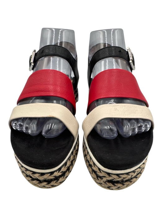 Aquatalia Shoe Size 6.5 Black & Multi Leather open toe Ankle Strap Sandals Black & Multi / 6.5