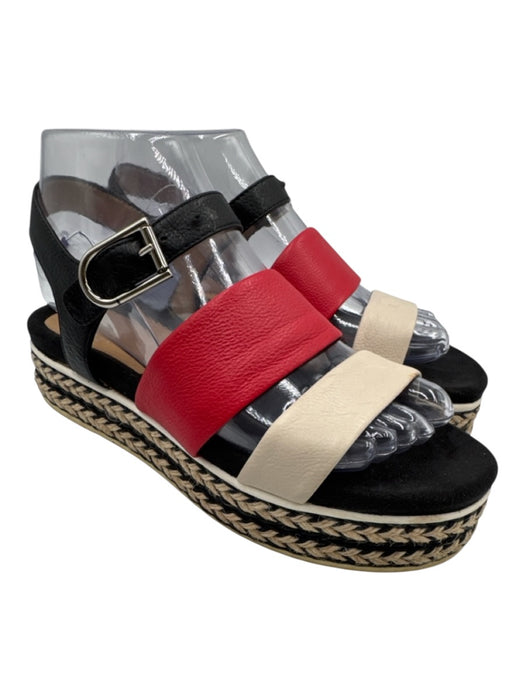 Aquatalia Shoe Size 6.5 Black & Multi Leather open toe Ankle Strap Sandals Black & Multi / 6.5