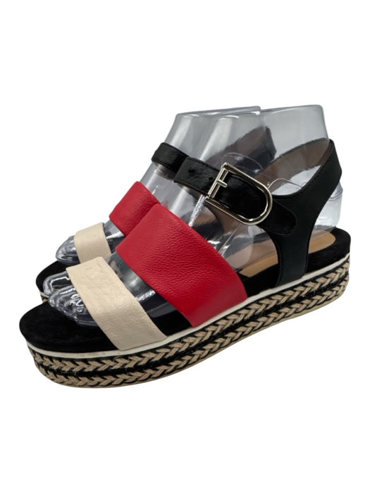 Aquatalia Shoe Size 6.5 Black & Multi Leather open toe Ankle Strap Sandals Black & Multi / 6.5