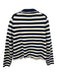 Boden Size L Navy blue & Cream Cotton Striped Round Collar Flap Pocket Jacket Navy blue & Cream / L