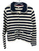 Boden Size L Navy blue & Cream Cotton Striped Round Collar Flap Pocket Jacket Navy blue & Cream / L