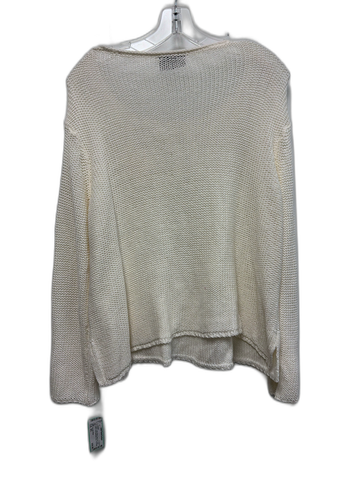 Wooden Ships Size M/L Cream Cotton Blend Open Knit Wide Neck Boxy Sweater Cream / M/L