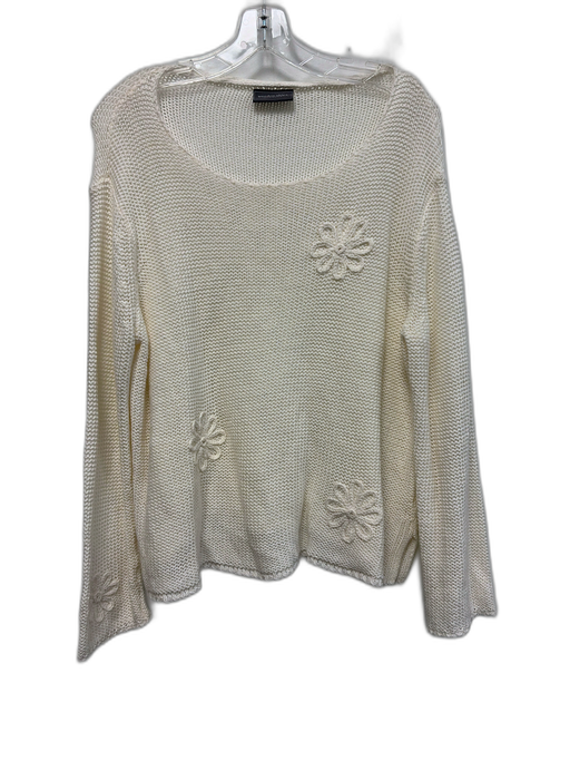 Wooden Ships Size M/L Cream Cotton Blend Open Knit Wide Neck Boxy Sweater Cream / M/L