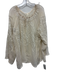 Bonnie Strauss Size L Cream Silk Chiffon Sheer Long Flutter Sleeve Top Cream / L