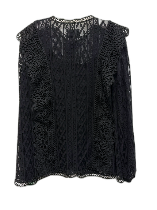 Biya Johnny Was Size XL Black Missing Fabric Tag Long Balloon Sleeve Lace Top Black / XL