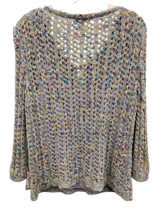 St. John Sport Size L Purple & Multi Blend Long Sleeve Knit Slip Inc. Top Purple & Multi / L