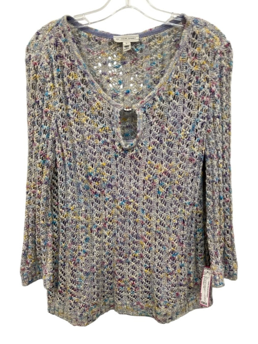 St. John Sport Size L Purple & Multi Blend Long Sleeve Knit Slip Inc. Top Purple & Multi / L