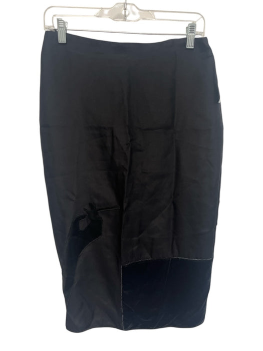 Staud Size S Black Wool & Silk Blend Velvet Detail Hand Midi Skirt Black / S