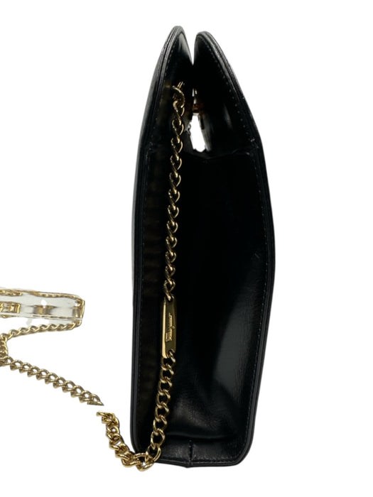 Salvatore Ferragamo Black Leather Gold Tone Hardware Toggle Close Bag Black