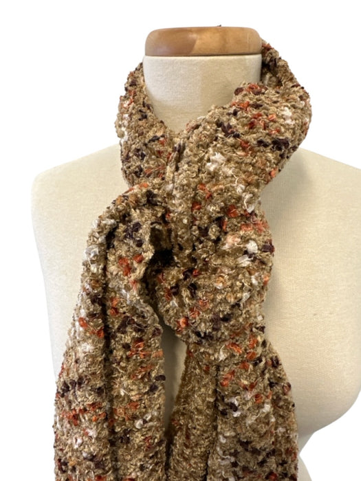 Missoni Beige, Orange & Brown Acrylic Blend Knit Fringe Edging Rectangle scarf Beige, Orange & Brown