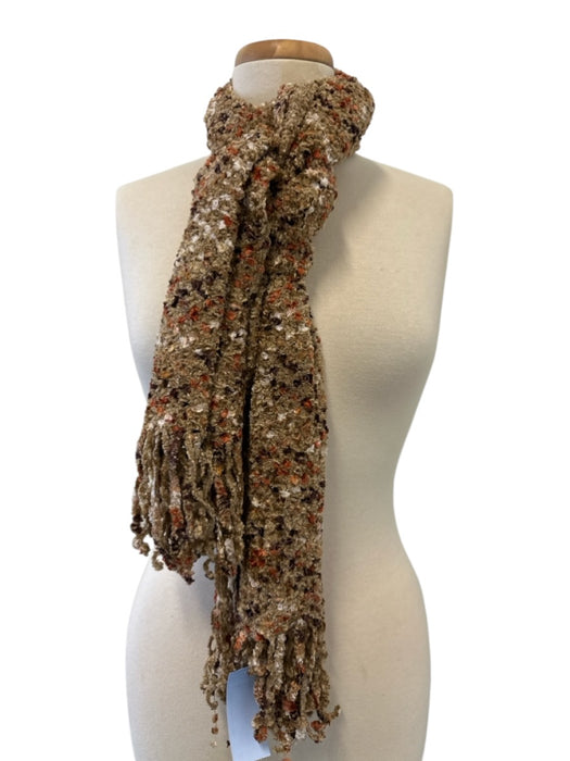 Missoni Beige, Orange & Brown Acrylic Blend Knit Fringe Edging Rectangle scarf Beige, Orange & Brown