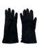 Les Copains Black Leather & Silk Suede Charm Detail Size 8 Gloves Black