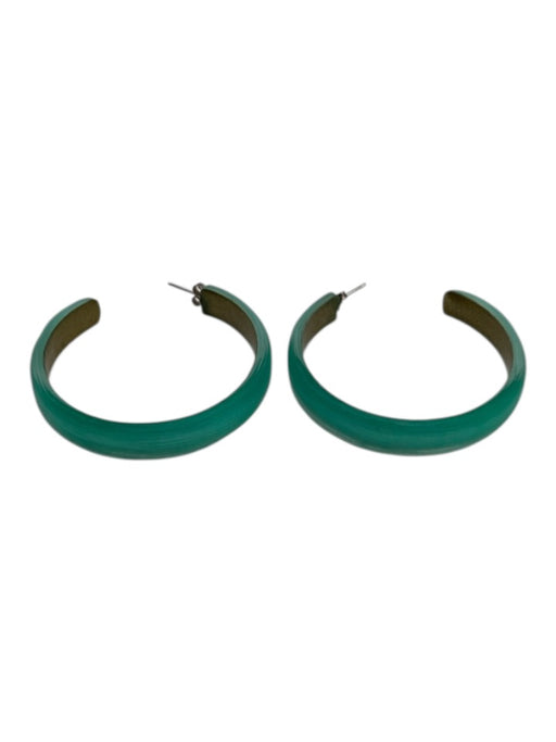 Alexis Bittar Aqua Blue Lucite Bangle Carved Open Hoop Post Back Jewelry Set Aqua Blue