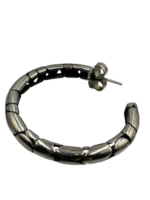 John Hardy Silver Sterling Silver Textured Hoop Large Earrings Silver