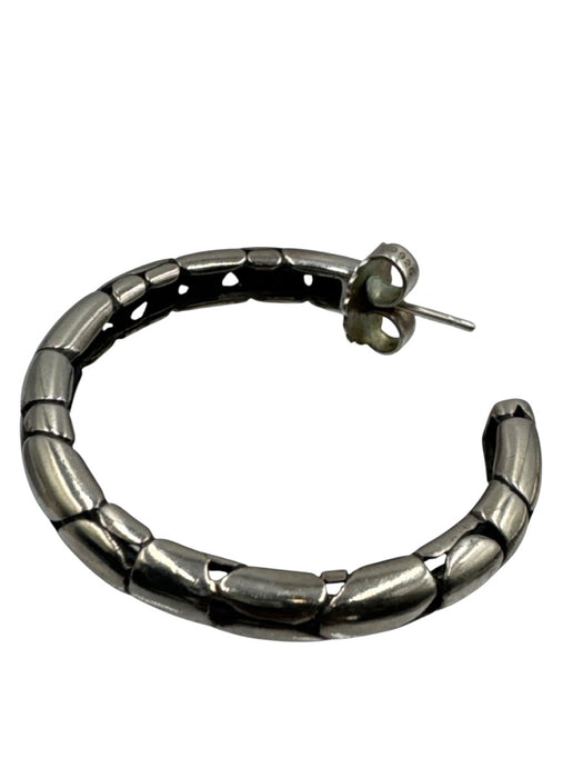 John Hardy Silver Sterling Silver Textured Hoop Large Earrings Silver