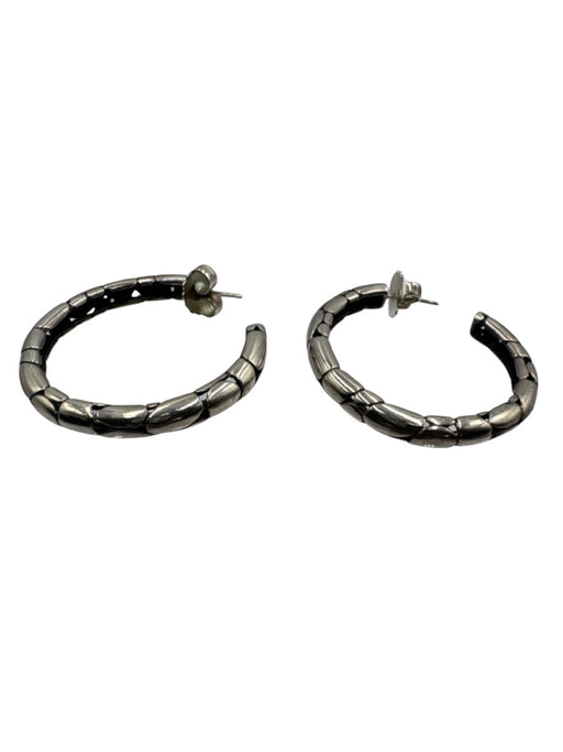 John Hardy Silver Sterling Silver Textured Hoop Large Earrings Silver