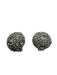 Christian Dior Silver Rhinestone Metal Circle Clip On Earrings Silver