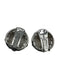 Christian Dior Silver Rhinestone Metal Circle Clip On Earrings Silver