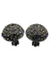 Christian Dior Silver Rhinestone Metal Circle Clip On Earrings Silver