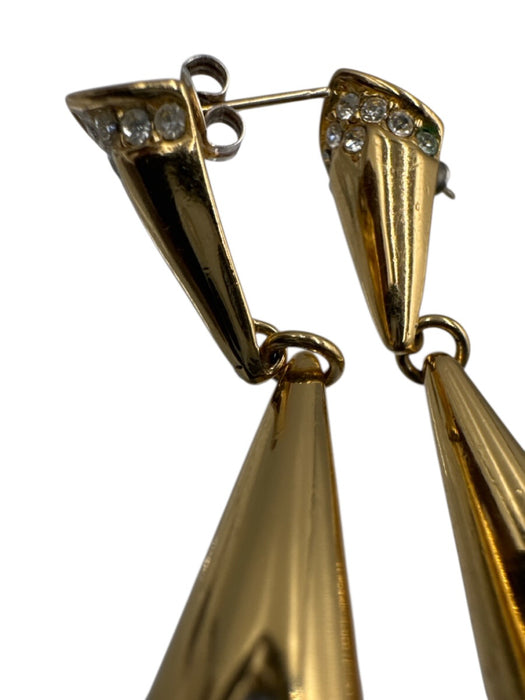 Christian Dior Gold Metal Rhinestone Crystal drop Dangle Earrings Gold