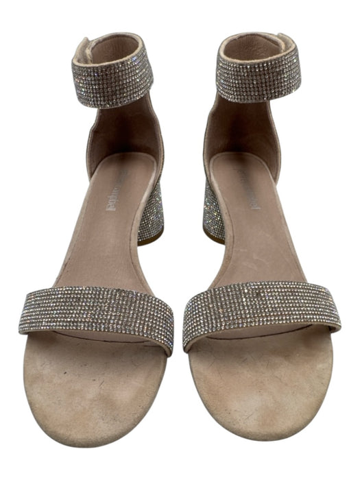 Jeffrey Campbell Shoe Size 6.5 Silver Leather Rhinestones Ankle Strap Sandals Silver / 6.5