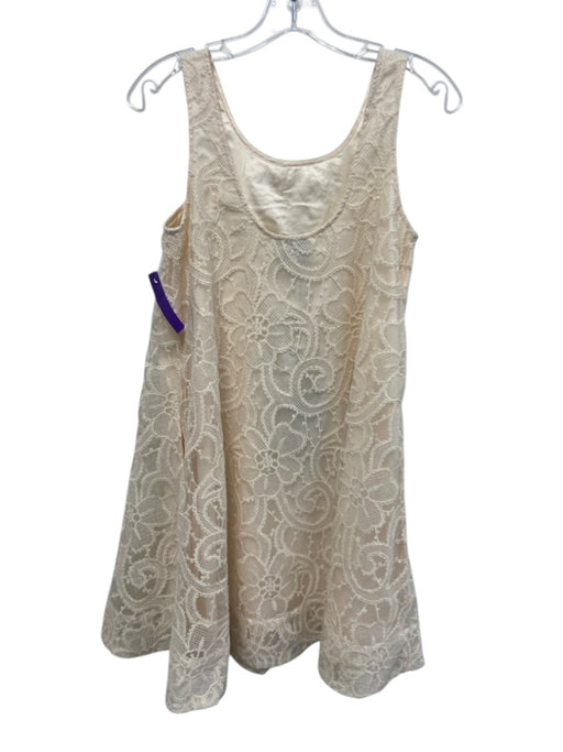 Tuckernuck Size XXS White Cotton & Nylon Sleeveless Knee Length Floral Dress White / XXS