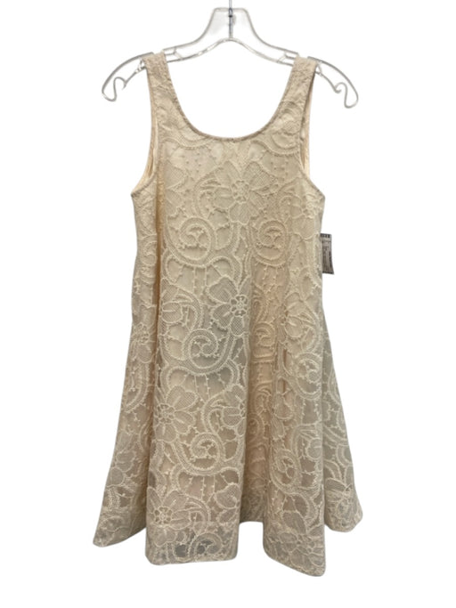 Tuckernuck Size XXS White Cotton & Nylon Sleeveless Knee Length Floral Dress White / XXS