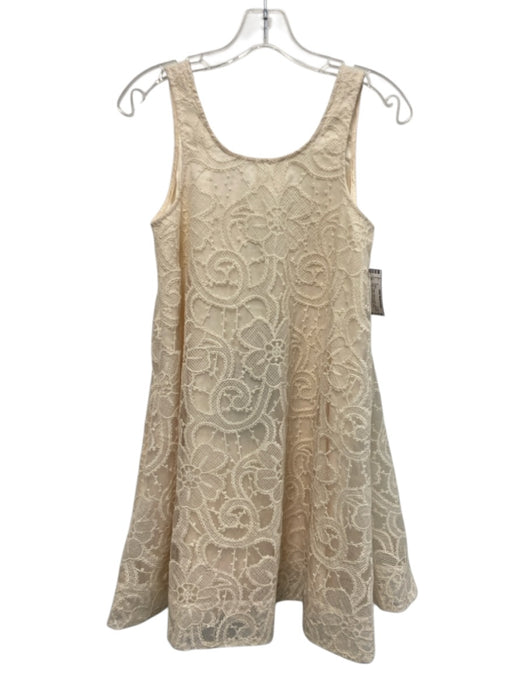 Tuckernuck Size XXS White Cotton & Nylon Sleeveless Knee Length Floral Dress White / XXS