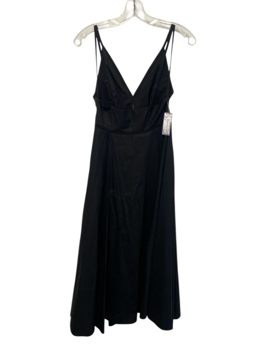 COS Size 4 Black Cotton Sleeveless V Neck Midi Dress Black / 4
