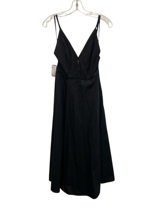 COS Size 4 Black Cotton Sleeveless V Neck Midi Dress Black / 4