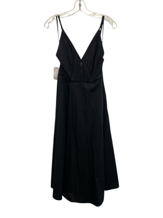 COS Size 4 Black Cotton Sleeveless V Neck Midi Dress Black / 4