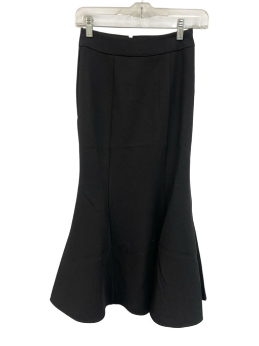 Tuckernuck Size XXS Black Polyester Back Zip Midi Flounce Skirt Black / XXS