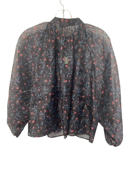 Tuckernuck Size XXS Navy & Multi Polyester Long Sleeve Sheer Floral Top Navy & Multi / XXS