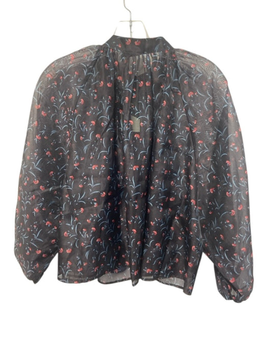 Tuckernuck Size XXS Navy & Multi Polyester Long Sleeve Sheer Floral Top Navy & Multi / XXS