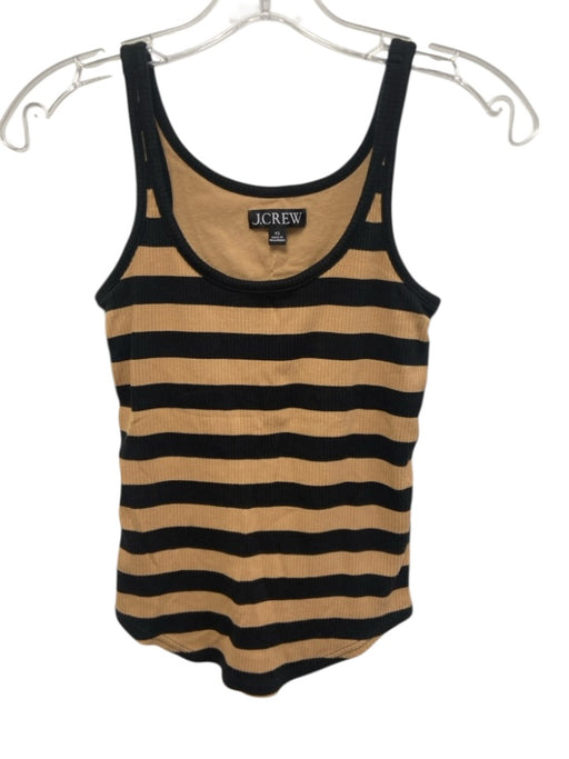 J Crew Size XS Brown & Black Cotton & Modal Sleeveless Stripe Tank Top Top Brown & Black / XS