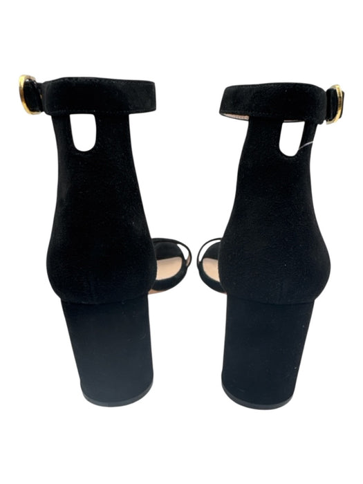 Stuart Weitzman Shoe Size 6 Black & Tan Suede & Leather Block Heel Sandals Black & Tan / 6