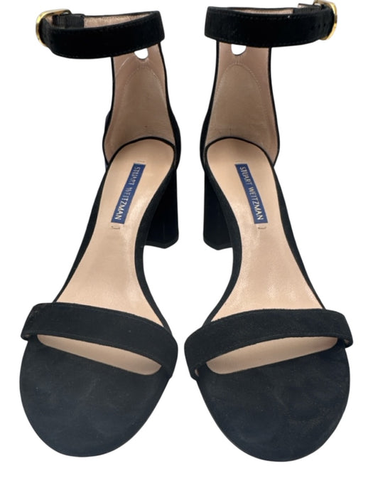 Stuart Weitzman Shoe Size 6 Black & Tan Suede & Leather Block Heel Sandals Black & Tan / 6