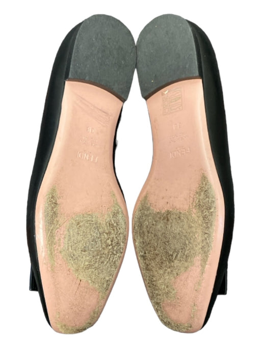 Fendi Shoe Size 38 Black Leather Flat Buckle Detail geometric stud Rainbow Shoes Black / 38