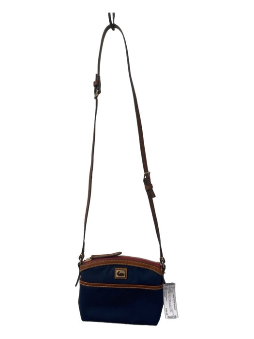 Dooney & Bourke Navy & Brown Nylon & Leather Top Zipper Front Pocket Bag Navy & Brown / Small