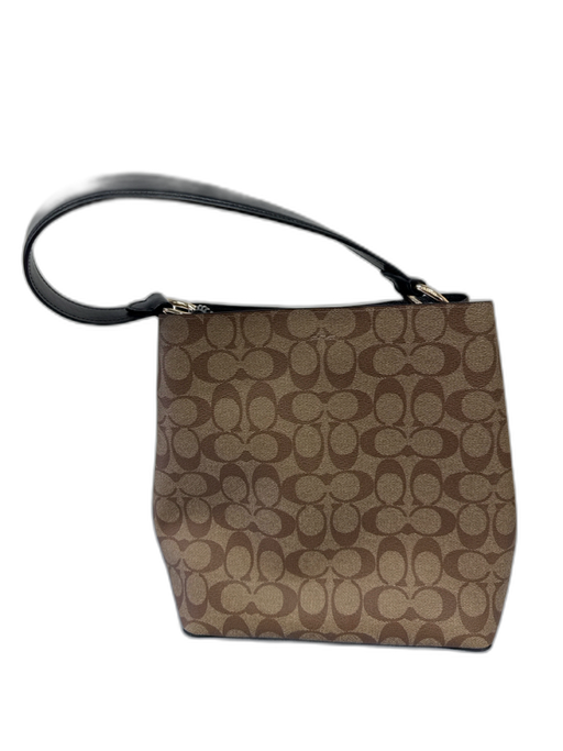 Coach Tan & brown Coated Canvas Leather trim Logo Top Handle Bucket Bag Tan & brown / Medium