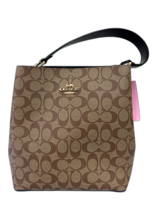 Coach Tan & brown Coated Canvas Leather trim Logo Top Handle Bucket Bag Tan & brown / Medium