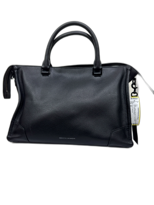 Rebecca Minkoff Black Leather Zip Close Top Handle Zip Pocket Bag Black / M