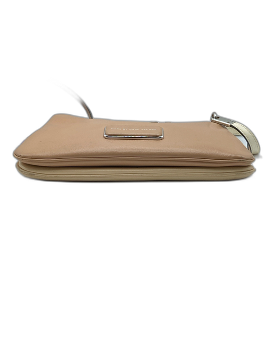 Marc By Marc Jacobs Beige & Brown Leather Silver Hardware Zip Top Crossbody Bag Beige & Brown / S
