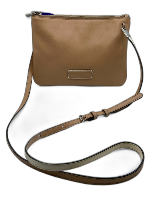 Marc By Marc Jacobs Beige & Brown Leather Silver Hardware Zip Top Crossbody Bag Beige & Brown / S
